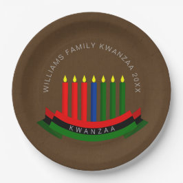 Prato De Papel Adicionar Nome Ano Kwanzaa Velas 9"