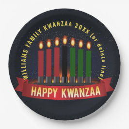 Prato De Papel Adicionar Nome Ano Kwanzaa Velas 9"