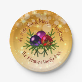 Prato De Papel Adicionar nome correspondente ao Natal na Dourada 