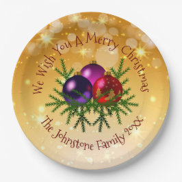 Prato De Papel Adicionar nome correspondente ao Natal na Dourada 