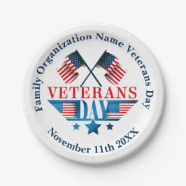 Prato De Papel Adicionar Nome Veteranos Texto Sinalizador de Dia 