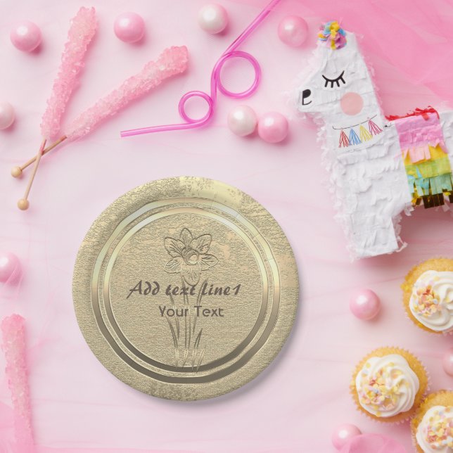 Prato De Papel Adicionar Placas de Papel Daffodil Dourado Março T (Festa)