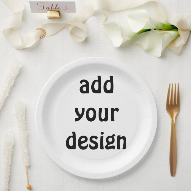 Prato De Papel adicionar seu design (Casamento)