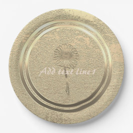 Prato De Papel Adicionar Texto Margarida Dourada 