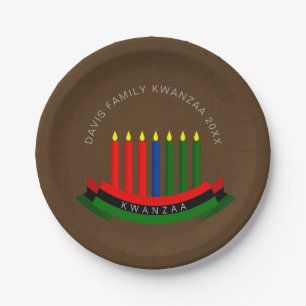 Prato De Papel Adicionar Velas Kwanzaa de 7"