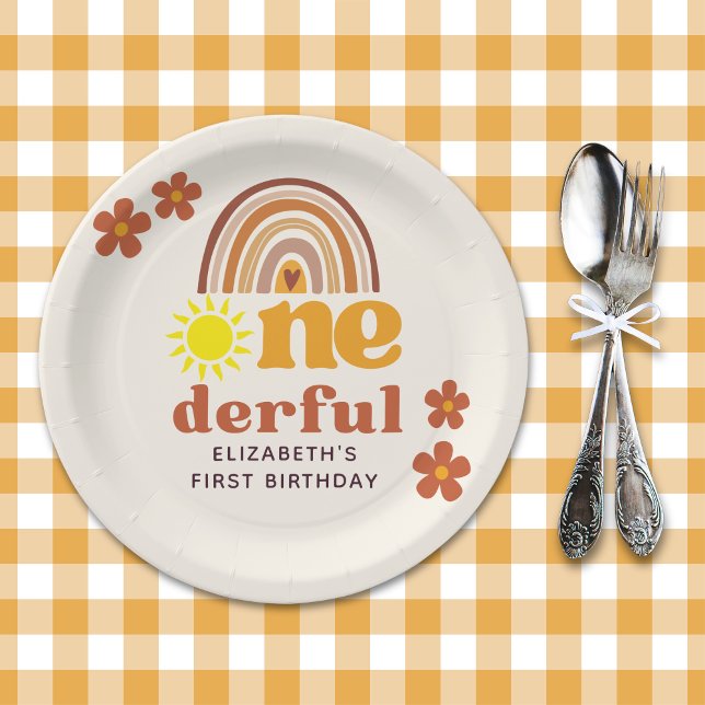 Prato De Papel Adorable Boho-Inspired One Year Party (Criador carregado)