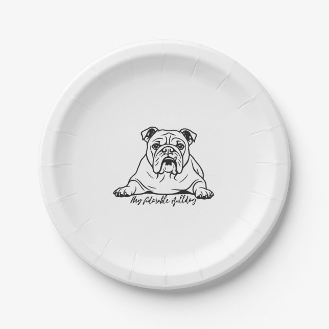 Prato De Papel Adorable Bulldog (Frente)