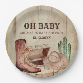 Prato De Papel Adorable Cowboy Baby Shower Western Boots