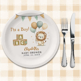 Prato De Papel Adorable Lion Baby Shower Boy