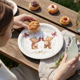 Prato De Papel Adorable Teddy Bear "Ready to Pop" Baby Shower 