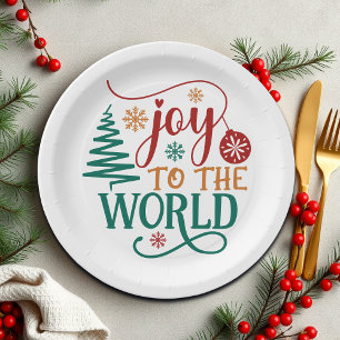 Prato De Papel Adorável 'Alegria ao Mundo' Natal