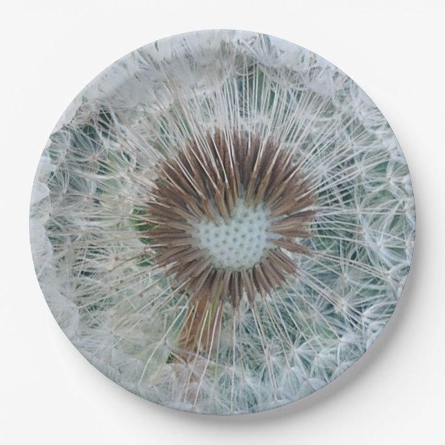 Prato De Papel Adorável Dandelion Branco (Frente)