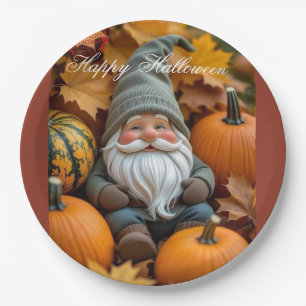 Prato De Papel Adorável Gnome de Outono Abóbora Feliz Halloween P