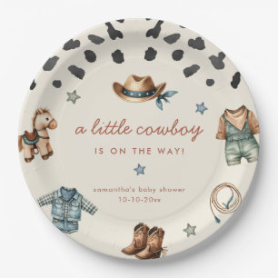 Prato De Papel Adorável Little Cowboy está a caminho chá de frald