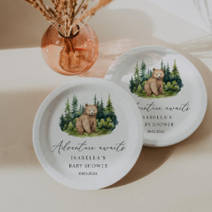 Prato De Papel Adventure Aguarda Chá de fraldas Do Urso Da Madeir