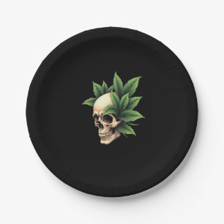 Prato De Papel Aesthetic Goth Grunge Skull Tropical Monstera Leaf