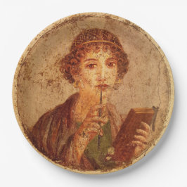 Prato De Papel Afresco de Safo em Pompeia   
