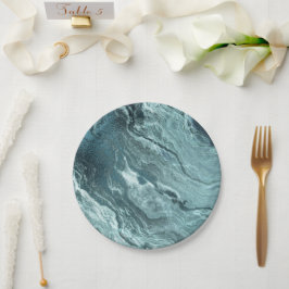 Prato De Papel Agato Teal Cristalalizado | Pedra Marmorizada Aqua
