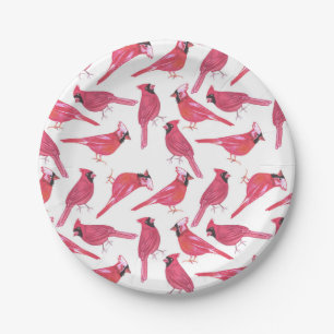 Prato De Papel Aguarela cardinal ou cardinal do norte do pássaro