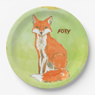 Prato De Papel Aguarela Foxy do Fox do gengibre