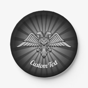 Prato De Papel Águia cinza com duas folhas de papel