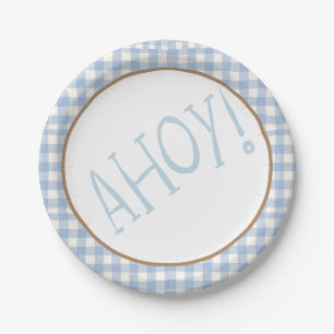 Prato De Papel Ahoy, é um menino azul e branco