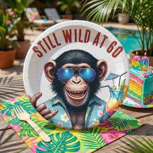 Prato De Papel Ainda Selvagem aos 60 Verão Macaco Aniversário de
