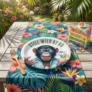 Prato De Papel Ainda Selvagem aos 60 Verão Macaco Aniversário de 
