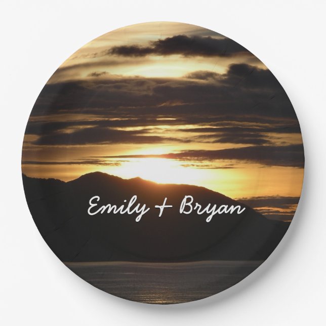 Prato De Papel Alaskan Sunset III Linda Fotografia do Alasca (Frente)