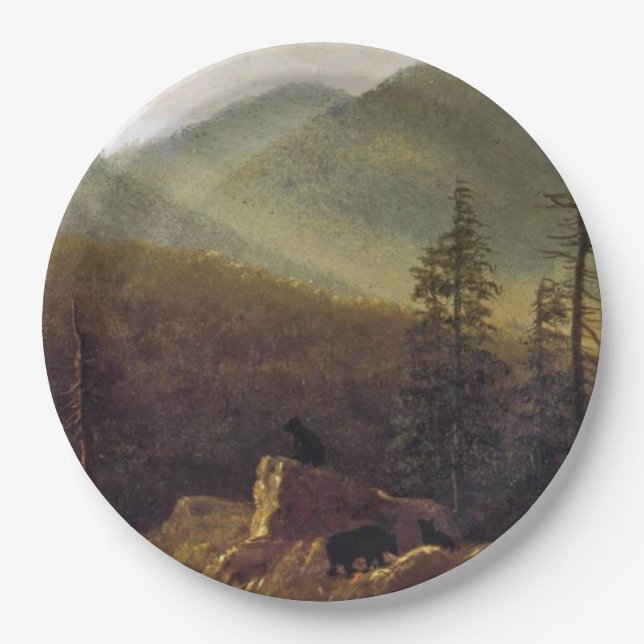 Prato De Papel Albert Bierstadt, Ursos na Selvagem (Frente)
