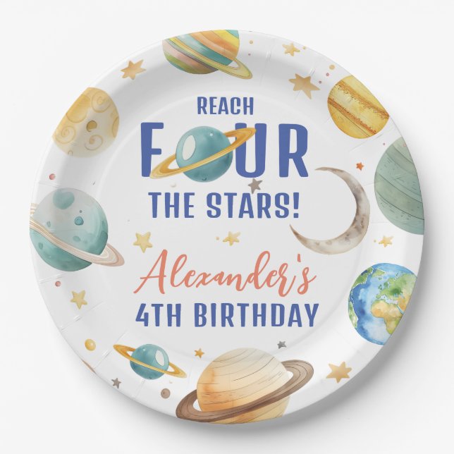 Prato De Papel Alcance Quatro da 4ª festa de aniversário do Stars (Frente)