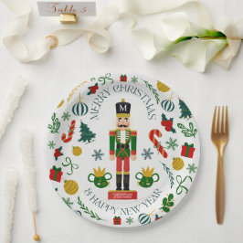 Prato De Papel Alegre Natal quebra-nozes monograma personalizado