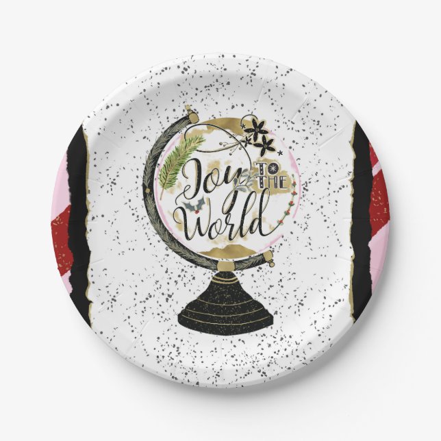 Prato De Papel Alegria-me com o Feriado Mundial, Pink e Partido V (Frente)