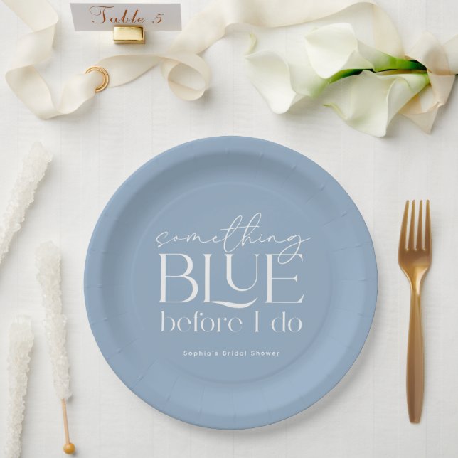 Prato De Papel Algo Azul Antes de Eu Fazer Chá de Noiva (Casamento)