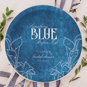 Prato De Papel Algo Azul Antes de eu fazer Floral Branco