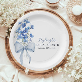 Prato De Papel Algo Azul Antes De Festa De Chá de panela