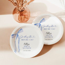 Prato De Papel Algo Azul Antes Que Eu Faça Chá de panela