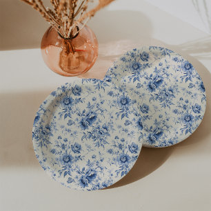 Prato De Papel Algo Azul Floral Toile Francês Chinoiserie