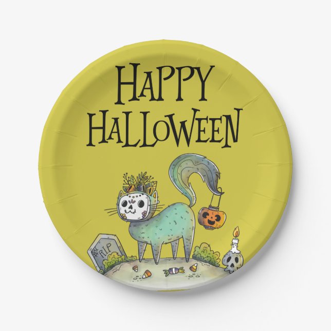 Prato De Papel Algo Má De Papel De Festa De Halloween (Frente)