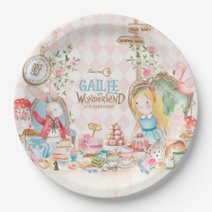Prato De Papel Alice Adventures em Woderland Birthday Tea Party