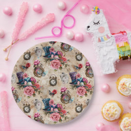 Prato De Papel Alice in Wonderland Pattern