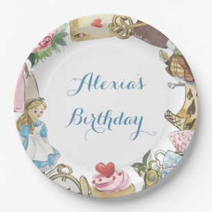 Prato De Papel Alice no País das Maravilhas Aquarela Coelho Pinta