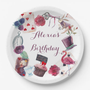 Prato De Papel Alice no País das Maravilhas Coelho Pintado com Aq