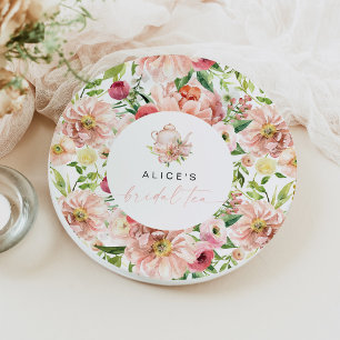 Prato De Papel ALICE Rubor Floral Chá Festa de Noivado Brunch 