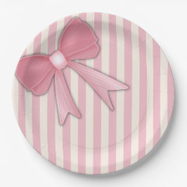 Prato De Papel Almofada com Laço Rosa.