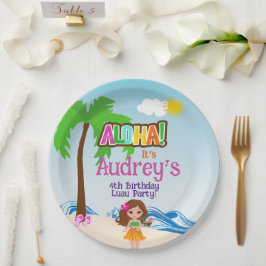 Prato De Papel Aloha Luau Birthday