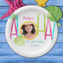 Prato De Papel Aloha Luau Birthday Foto Tropical