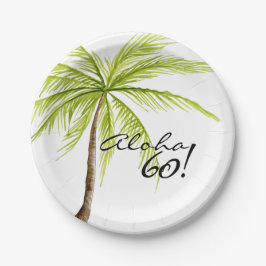 Prato De Papel Aloha partido adulto da praia da palmeira do 60th