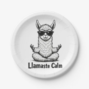 Prato De Papel Alpaca Fique Calma Llamaste Lama Yoga Engraçado