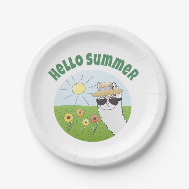 Prato De Papel Alpaka-Party Hello Summer Alpaca partytime (Frente)